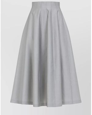 Alberta Ferretti A-Line Wool Silk Blend Skirt - Gray