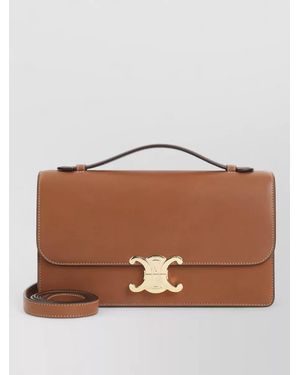 Celine Triomphe Medium Folio Crossbody Bag - Brown