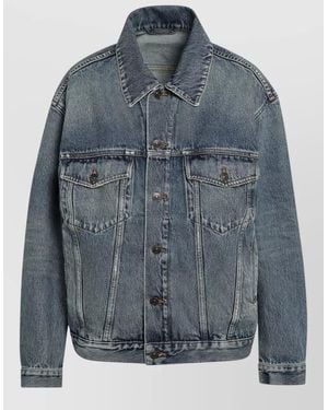 Balenciaga Jacket Chest Pockets Long Sleeves Point Collar - Blue