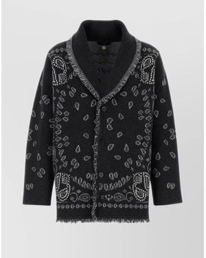 Alanui Cashmere Cardigan Embroidered Bandana - Black