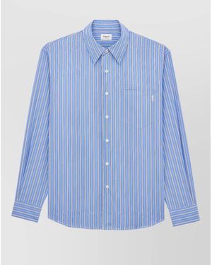 Saint Laurent Cassandre Striped Shirt Long Sleeves - Blue
