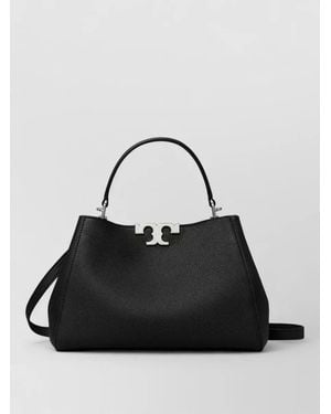 Tory Burch Eleanor Medium Leather Satchel Bag - Black
