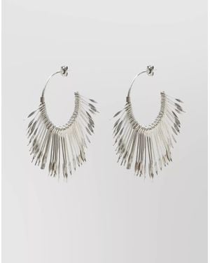 Isabel Marant Metallic Oversized Hoop Earrings Fringe Detail - Multicolor