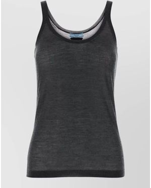 Prada Cashmere Blend Scoop Neck Tank Top - Black
