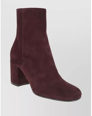 Gianvito Rossi Soft Suede Ankle Boot With Block Heel - Purple