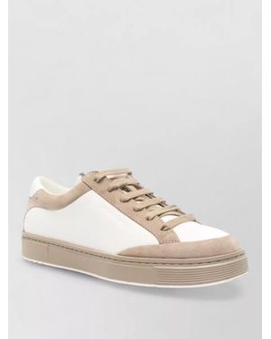Emporio Armani Leather Low-Top Trainers - Natural