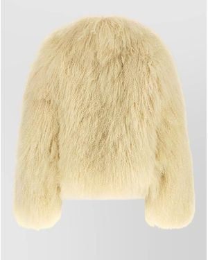 Blancha Cropped Faux Fur Coat Casual Style - Natural