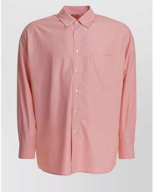 AURALEE Long Sleeve Silk Button-Down Shirt - Pink
