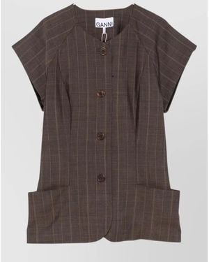 Ganni Wool Blazer - Brown