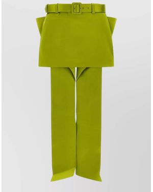 Self-Portrait Satin High-Rise Mini Skort - Green