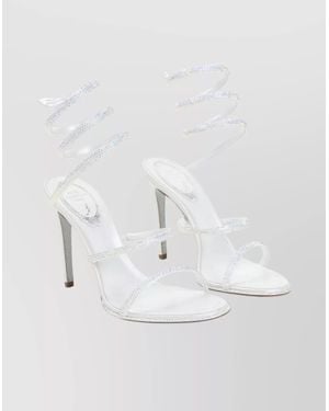 Rene Caovilla Spiral Strap Open Toe Sandals With Embellishments - White