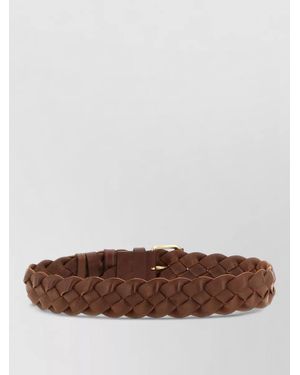 Miu Miu Leather Belt Braided Design Loop Keyring - Brown