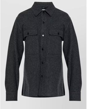 Jil Sander Shirt Jacket Long Sleeves Chest Pockets 44 - Blue