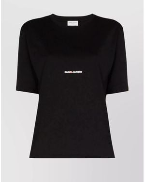 Saint Laurent Cotton Logo Print Boyfriend T-Shirt - Black