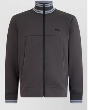 BOSS Cotton Zip Hoodie - Gray