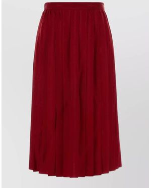 Gucci High Waisted Twill Midi Pleated Skirt - Red