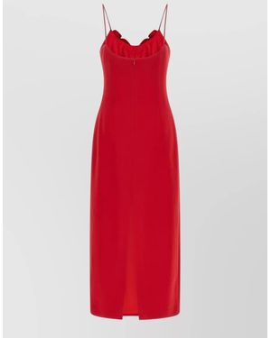 Magda Butrym Floral Spaghetti Strap Dress Front Slit - Red