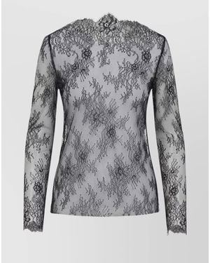 Alberta Ferretti Lace Ls T-Shirt - Grey