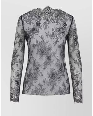 Alberta Ferretti Lace Ls T-Shirt - Grey