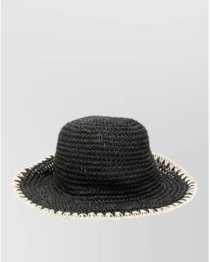 By Malene Birger Strawilla Hat Wide Brim Woven Trim - Black