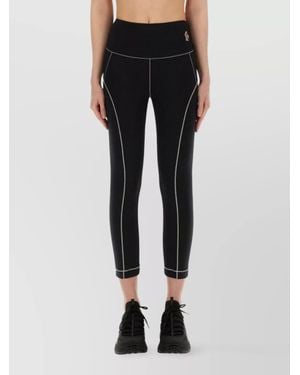 Moncler Logo Leggings Featuring Contrast Stitching - Black