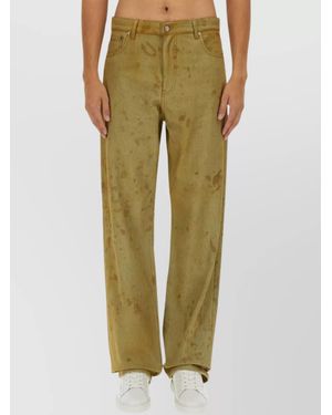 MSGM Distressed Denim Pants With Belt Loops - Green