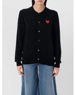 COMME DES GARÇONS PLAY Wool Slim-Fit Crewneck Cardigan - Blue