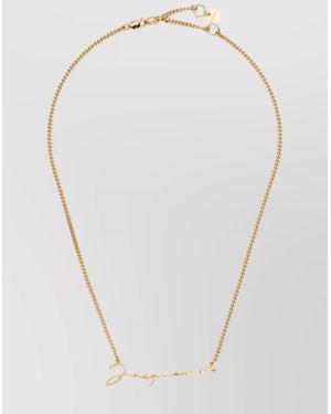 Jacquemus Linked Chain Script Pendant Necklace - White