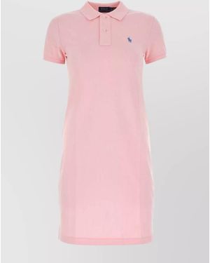 Polo Ralph Lauren Piquet Dress With Short Sleeves And Collar - Pink