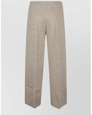 Circus Hotel Viscose High Waist Metallic Wide Trousers - Natural