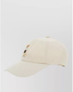 Maison Kitsuné Casual Cap Curved Brim Logo Detail - Natural