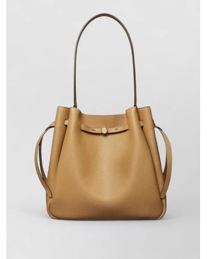 Tory Burch Romy Large Leather Bucket Shoulder Bag - Natural