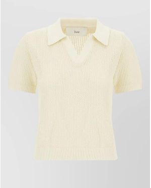 DUNST Cotton Blend Polo Shirt Textured Knit - Natural