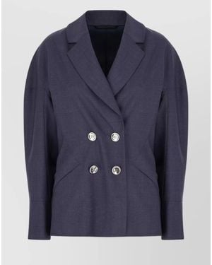 Givenchy Virgin Wool Double-Breasted Blazer - Blue