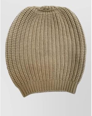 LA ROSE Cashmere Beanie Neutral Ribbed Texture Stretch - Natural