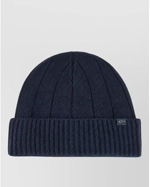 Paul & Shark Ribbed Cashmere Beanie - Blue