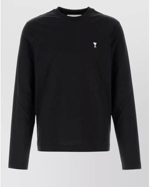 Ami Paris Cotton Long Sleeve T Shirt Regular Fit - Black