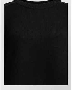 Lisa Yang Cropped Knit Top Long Sleeves Round Neckline - Black