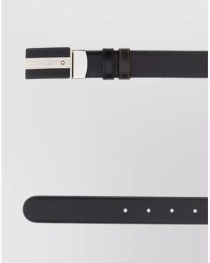 Montblanc Adjustable Reversible Leather Belt With Metal Buckle - White