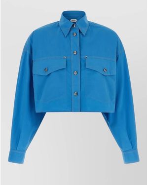 Versace Medusa Button Cropped Shirt Jacket Long Sleeves - Blue