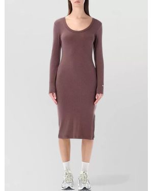 Nike Ribbed Slim-Fit Long-Sleeve Midi Dress - Purple