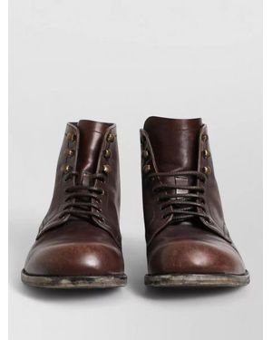 Dolce & Gabbana Leather Lace-Up Ankle Boots - Brown