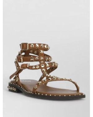 Ash Flat Sandals Round Toe Ankle Straps - Multicolor