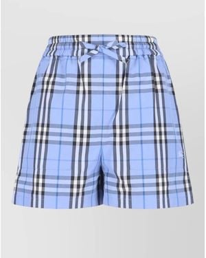 Burberry Checked Tailored Shorts Straight Cut Design - Blue