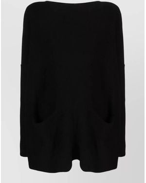 Daniela Gregis Cotton Boat Neck Long Sleeve Jumper - Black