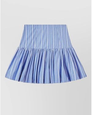 Ganni Organic Cotton Striped High Waist Mini Skirt - Blue