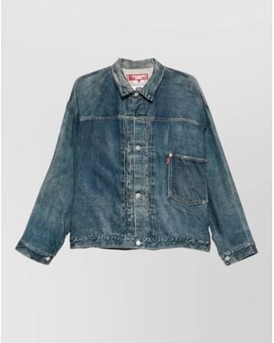 Junya Watanabe Denim Blazer Jacket Long Sleeves Point Collar - Blue