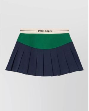 Palm Angels Logo Detail Curved Pleated Midi Skirt - Green