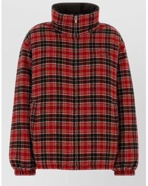 Miu Miu Reversible Wool Down Jacket Embroidered Plaid