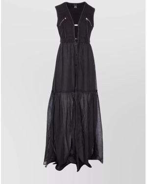 Pinko Layered Skirt Sleeveless Dress With Zipper Pockets - Blue